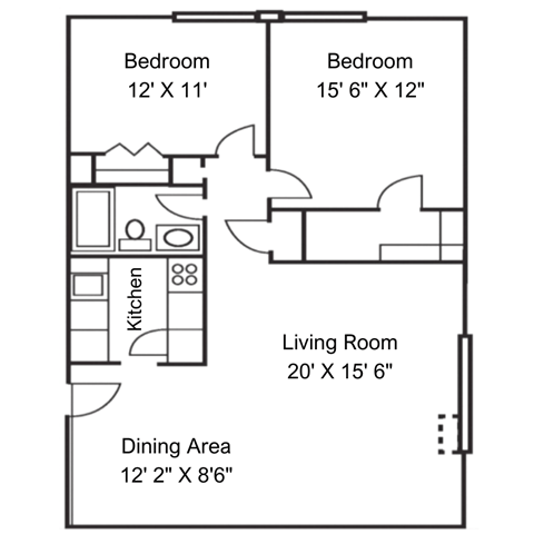 wo Bedroom Classic Floorplan. at Rockingham Glen, West Roxbury, Massachusetts
